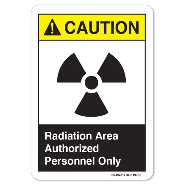 ANSI Sign, Radiation Area Authorized Personnel Only, 5in X 3.5in Decal, 3.5